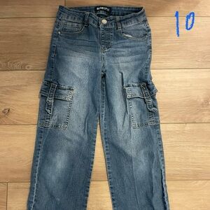 Girls Blue Cargo Jeans
